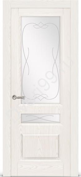 Межкомнатная дверь Ситидорс Малахит-2 Белый ясень Со стеклом